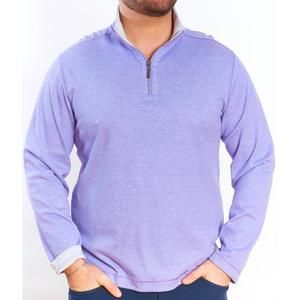NEW NICOBY two faced reversible quarter zip tee in purple light grey